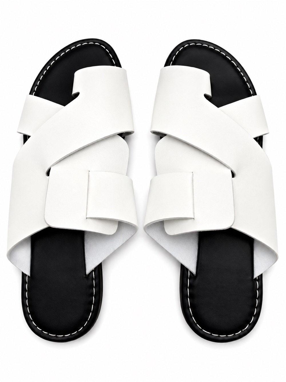 White  Crisscross Slide Sandals - Women